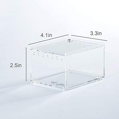 REPTI ZOO Magnetic Acrylic Case 4.1"x3.3"x2.5" Nano Enclosure Reptile Breeding Box Terrarium Cage Tank Tarantula Scorpion Sling Isopods Lizards Roach Invertebrates Insect Mantis