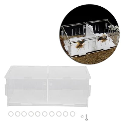 Acrylic Reptile Breeding Box, Feeding and Landscaping Box, Transparent with Movable Partition for Crickets and Small Reptiles