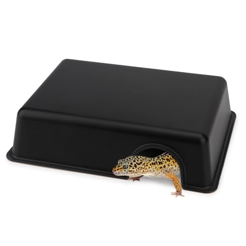 Hypeety Reptile Hide Box Small Animal Hide Cave for Snakes Lizards Geckos | Durable, safe material, smooth surface, maintain humidity, easy to clean, provides secure hiding space, balck, 1 pack, M