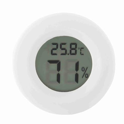 Mini Round Digital LCD Thermometer Hygrometer Portable DesignTemperature Humidity Monitor for Reptile Terrarium(White) - color: White