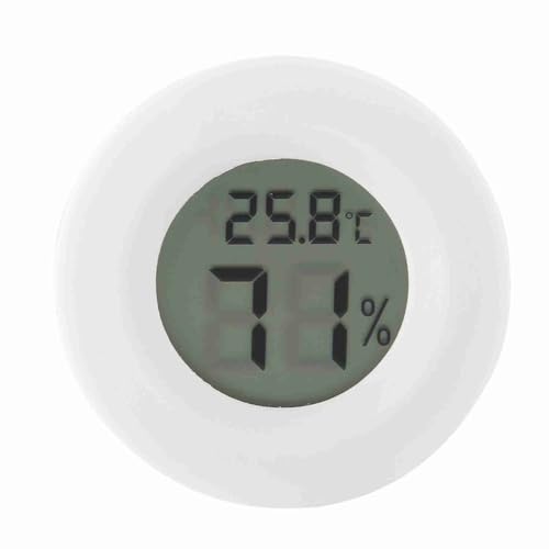 Mini Round Digital LCD Thermometer Hygrometer Portable DesignTemperature Humidity Monitor for Reptile Terrarium(White) - color: White
