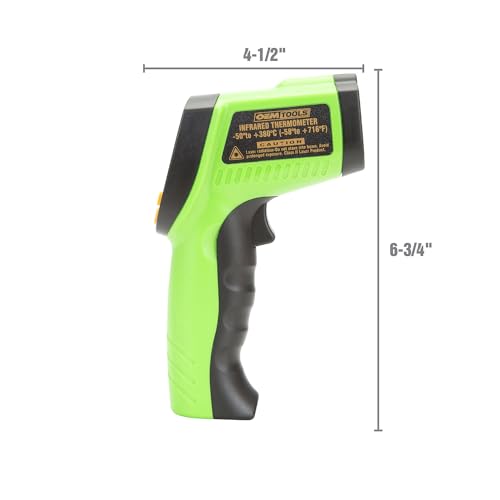 OEMTOOLS 25245 Infrared Thermometer, No-Contact Thermometer for Hot, Hazardous, and Hard-to-Reach Objects, Laser Pointer for Accurate Temperature Measurement