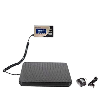 Amazon Basics Digital Postal Scale with Tare Function, Heavy Duty, Aluminium Platform, 440 lb Capacity, Digital Shipping, Portable, Black - size: 440 lb