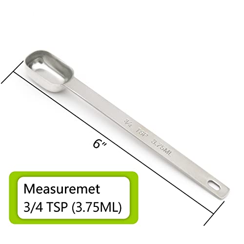 5PCS 3/4TSP(3.75ML) Measuring Spoon, Stainless Steel Long Handle Teaspoons | High Precision, Food-Grade Stainless Steel, ‌Rust-Free, Dishwasher-Safe, Easy-Read Markings, Multi-Purpose, Sturdy & Durable - size: 3/4tsp|1/4tbsp|3.75ml|1/8oz