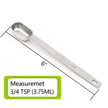 3PCS 3/4TSP(3.75ML) Measuring Spoon, Stainless Steel Long Handle Teaspoons | High Precision, Food-Grade Stainless Steel, ‌Rust-Free, Dishwasher-Safe, Easy-Read Markings, Multi-Purpose, Sturdy & Durable - size: 3/4tsp|1/4tbsp|3.75ml|1/8oz