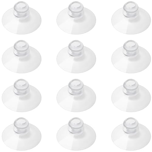 12 Pieces 1.2 inch Small Clear Suction Cups for Glass, Without Hooks Without Holes, Thick Professional Sucker Pads for Organization Decoration Window Bathroom Kitchen Car Radar Detector - size: 1.2"+no-hooks"
