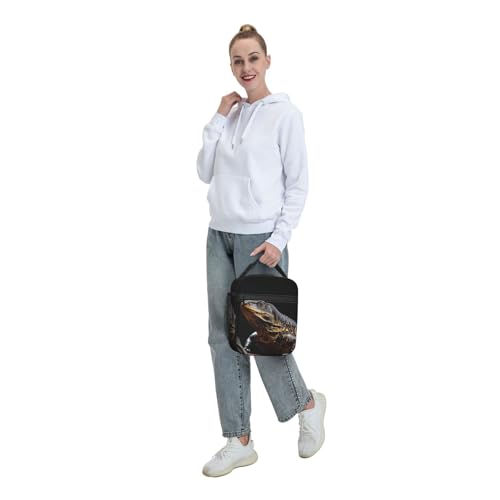 Lunch Bag for Women Men Adult Insulated Reusable Lunch Box Reptile Monitor Lizard Leakproof Cooler Tote Bag Large Capacity Lunch Tote Bags Lunch Container for Work Travel Picnic