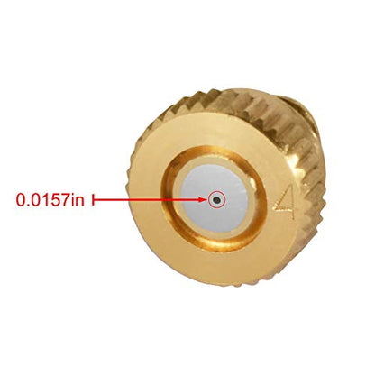 KUWAN 0.016" Orifice (0.4mm) Thread UNC 10/24 Brass Misting Nozzles 20PCS | Low Pressure Atomizing Misting Sprayer Water Hose Nozzle for Greenhouse, Landscaping, Outdoor Cooling Mister System - color: 20PCS