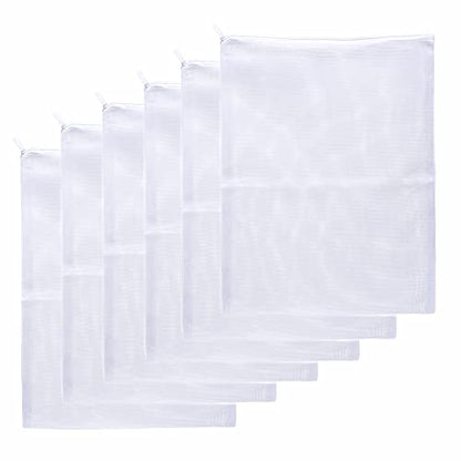 JIHAQUA Aquarium Filter Bags with Plastic Zipper, 7.5 x 12 inch, 6 Pack | Large, Reusable, Fish Tank Filter Media, Mesh Bags - size: 7.5 x 12 inch (6 Pack)