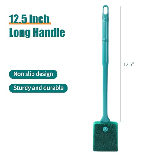 AQUANEAT 3pcs Fish Tank Cleaning Tools, Aquarium Double Sided Sponge Brush, Algae Scraper Cleaner with Long Handle - size: 3pcs