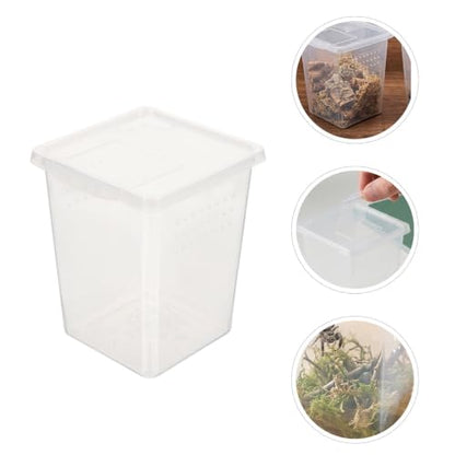 4pcs Reptile Feeding Box for Crickets and Tarantulas with Multihole Ventilation Design, Crystal Observation, Smooth Plastic Surface, for Terrestrial Habitat and Colony Container