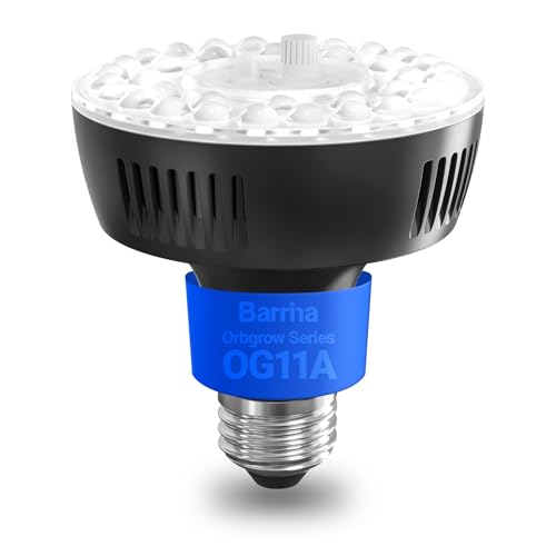 Barrina OG11A Grow Light Bulbs for Indoor Plant, 5000K 11W, 1 Pack, Black | Integrated Dimming & Timing, E26 Plant Light Bulb, Full Spectrum, High PPFD for Seeds and Greens - color: 5000K-Black Cover, size: 11W-1 Pack