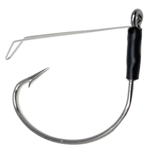 Reaction Tackle Wide Gap Wacky Hooks, Weedless Worm Hooks for Bass, High Carbon Steel Hooks for Stick Worm Soft Plastics, Neko Rig and Finesse Fishing (25-Pack) - size: #3/0 Wire Guard