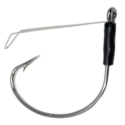 Reaction Tackle Wide Gap Wacky Hooks, Weedless Worm Hooks for Bass, High Carbon Steel Hooks for Stick Worm Soft Plastics, Neko Rig and Finesse Fishing (25-Pack) - size: #2/0 Wire Guard
