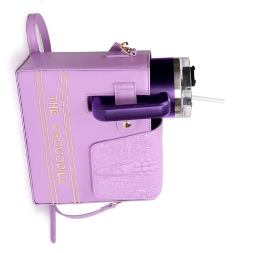 PU Reptiles Texture Drink Container with Adjustable Strap for Coffee Flask Bottles Camping Walking Daily Needs Travel Beverage Bag - color: Purple