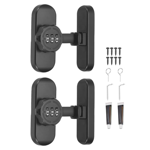 PATIKIL 2Pcs 90/180 Degree Barn Door Combination Lock with Password, 3 Digit Mechanical Password Lock for Sliding Door Gate Cabinets Closet, Black - color: Black