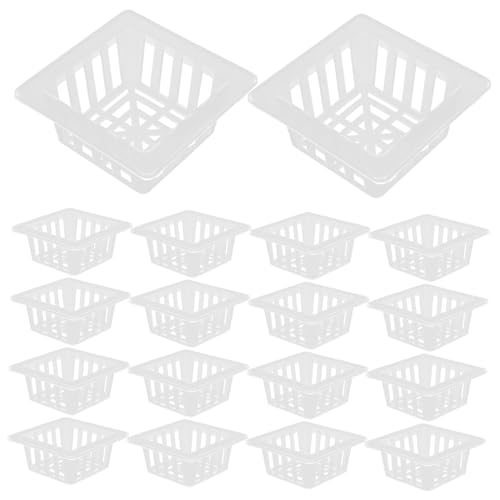 Toyvian 20pcs Transparent Square Hydroponic Mesh Pots for Planting Root Stabilizer Tool for Vegetables Flowers Herbs Material Efficient Drainage System