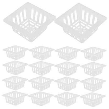 Toyvian 20pcs Transparent Square Hydroponic Mesh Pots for Planting Root Stabilizer Tool for Vegetables Flowers Herbs Material Efficient Drainage System