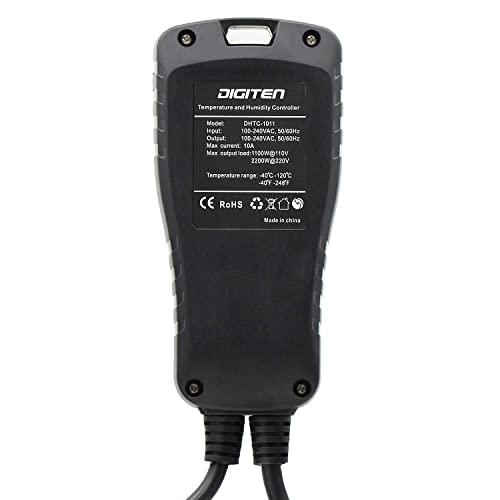 DIGITEN DHTC-1011 Temperature and Humidity Controller Outlet Plug in Thermostat Humidistat Reptile Humidity Controller Greenhouse Thermostat Heating Cooling Humidifier Dehumidifier