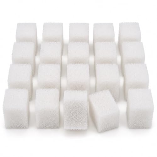 20 Pack Pet Water Fountain Replacement Filter Sponges, 1.2 x 1.2 x 1.6 in Foam Sponge Pads for Matching Reptile, Cat and Dog Fountain Models, Helps Trap Hair & Debris