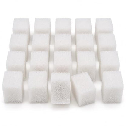 20 Pack Pet Water Fountain Replacement Filter Sponges, 1.2 x 1.2 x 1.6 in Foam Sponge Pads for Matching Reptile, Cat and Dog Fountain Models, Helps Trap Hair & Debris