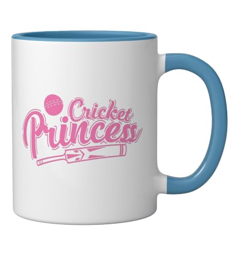 Cricket Princess Ball Sport Hobby Team Ceramic Mug, Blue/White, 11oz - color: Blue/White, size: 11 Ounces
