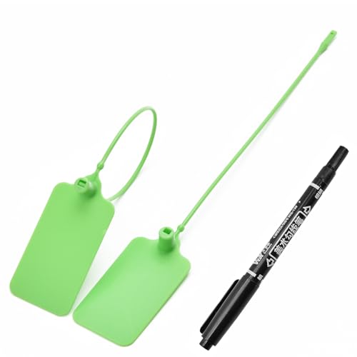 100 Writable Marking Plastic Tags Labels with Marker Pen, 1.18" x 2.16" Blank Waterproof Hanging Tag, Multi Purpose Name ID Tag for Keys, Backpack, Luggage, Logistic, Retail Inventory (Green, 100pcs) - color: Green, size: 100pcs