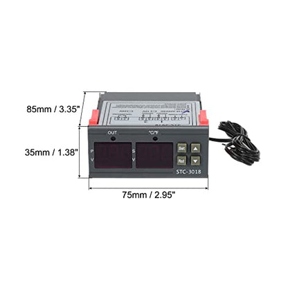 MECCANIXITY AC110-220V LED Digital Temperature Controller Thermostat Heating Cooling -50 to 120°C STC-3018 Relay Output with NTC 10K Temperature Probe