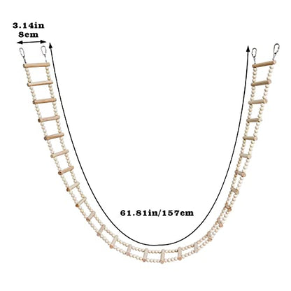 Bird Ladder Bridge, Wooden Pet Hamster Climbing & Swing Toys, Cage Accessories for Birds Rats Parrots Hamster Squirrel Sugar Gliders Parakeets Cockatiels - 28 Steps - 61.8 x 3.14 Inch - size: 28 Steps - 61.8 × 3.14 Inch