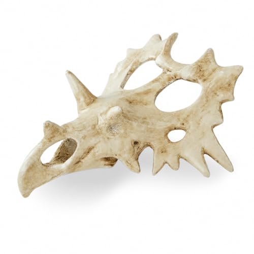 Triceratops Skull Reptile Hide for Bearded Dragons, Dinosaur Skull Terrarium Decor, Resin Cave Hideout for Lizards Snakes, Aquarium Tank Decoration (Medium) - size: Medium