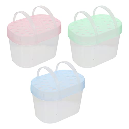 3Pcs Travel Turtle Carrier Portable Turtle Tank Terrarium Habitat Case Hamster Travel Cage Plastic Reptile Habitat Container Small Animal Carriers (Random Color)