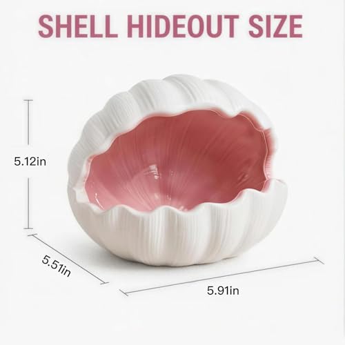 Ceramic Shell Fish Hideout Axolotl Tank Decor Aquarium Cave Small Pet Shelter Accessories