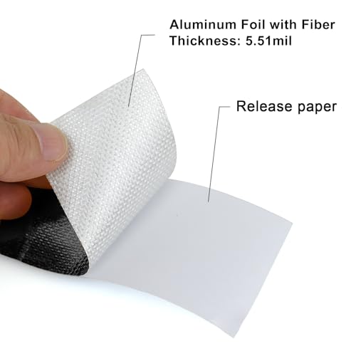 BOMEI PACK Adhesive Black Aluminum Foil Heat Shield Tape Barrier 3in x 66ft, Fiberglass Thermal Insulation Reflective Material High Temp Protection 1 Pack - size: 7.62 cm x 20.12 m x 0.14 mm