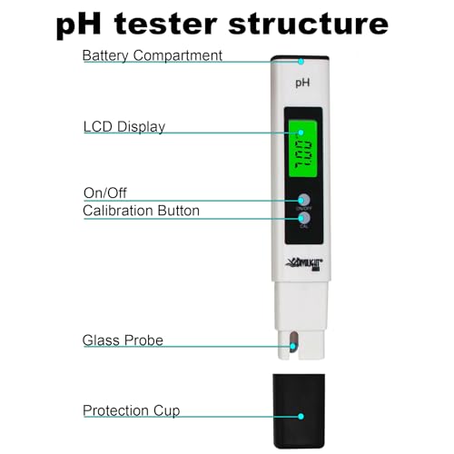 Digital PH Meter - High Accuracy Digital Water Quality Tester with 0-14 PH Measurement Range for Household Drinking, Pool and Aquarium with ATC - style: pH meter