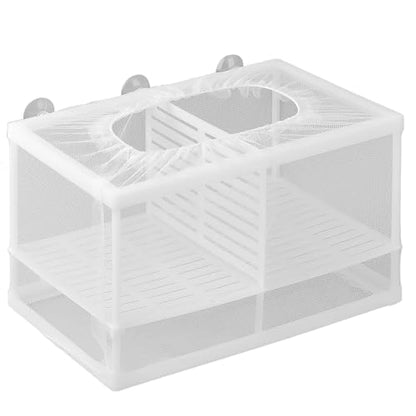 Pawfly Fish Tank Breeder Net Aquarium Fish Breeder Box with Nylon Mesh & Suction Cups, Fish Separation Net Large Isolation Box, Fish Fry Hatchery Incubator Hatching Box for Baby Fish Shrimp Betta - size: Large
