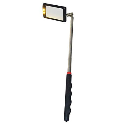 Telescoping LED Lighted Flexible Inspection Mirror Lighted 360 Swivel for Extra Viewing Dead Angle, Line of Sight Obstacle Area Mechanic Automotive Gifts
