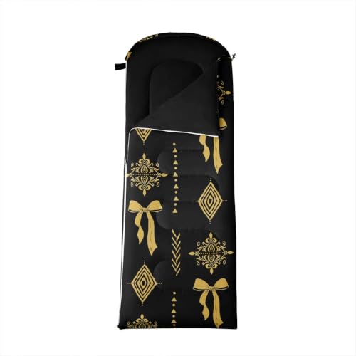 Erosebridal Sugar Skull Kids Sleeping Bag Southwestern Aztec Western Camping Blanket for Hiking Travel Hunting Sleep Bag - color: Black Yellow Gold 21