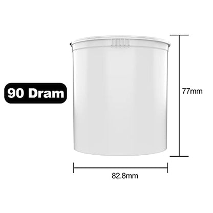 90 Dram CR Plastic Packaging Pop Top Containers - Child Resistant Travel Holder Vial Bottles - 60 qty (White) - color: White