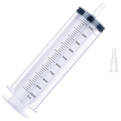 1000mL Large Syringe for Liquid, Large Plastic Syringe with Tip Adapter, for Scientific Labs, Liquid Refilling, Paint, Watering, Oil - style: 1000 ml