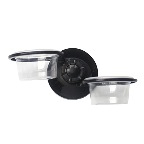 2 Pack Reptile Feeder Gecko Lizard Feeding Cup with Suction Cup, Reptile Food Water Feeder Dish with 6 pcs Cups for Geckos,Chameleon Lizard (Double(Black)) - size: Double(BLACK)