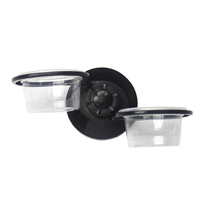 2 Pack Reptile Feeder Gecko Lizard Feeding Cup with Suction Cup, Reptile Food Water Feeder Dish with 6 pcs Cups for Geckos,Chameleon Lizard (Double(Black)) - size: Double(BLACK)