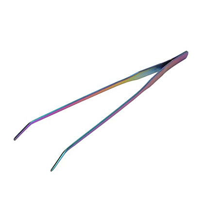 TITA-DONG 27cm Reptile Feeding Tongs, Rainbow Color Aquarium Tweezers Stainless Steel Fishbowl Long Tweezers, Aquascaping Tools for Hold Worms, Reptiles, Lizards, Bearded Dragon(27cm Curved Clip) - color: 27cm Curved Clip