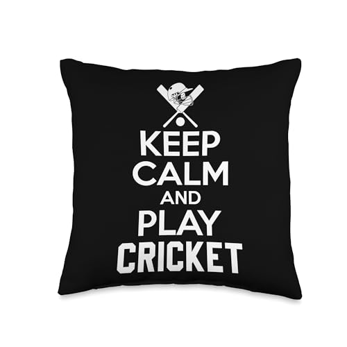 Keep Calm And Play Cricket Throw Pillow - size: 16x16