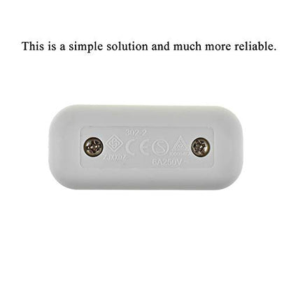 HAHIYO 6A 250V Inline Cord Switch Rocker Button Double Pole Feed-Through Control Switch Compact Wiring Design Easy Install Multi-Function 1 PCS for Kitchen Lights Bedroom Table Lamp Light Gauge Wire