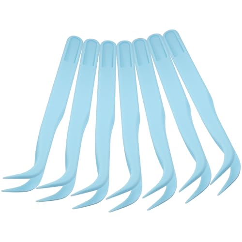 12Pcs Plastic Tweezers, Blue, 4.5 Inch Bent Craft | Craft Tweezers, Bead Tweezer, DIY Jewelry Making, Baking Decoration - color: Blue