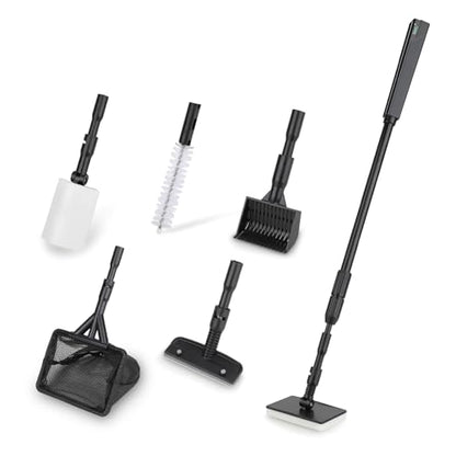 hygger 6-in-1 Aquarium Cleaning Tools, Multipurpose Fish Tank Cleaning Kit for 20-160 Gallon Tank with Telescopic Long Handle,6 Clean Heads - size: Medium