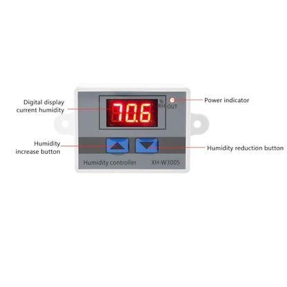 Digital Humidity Controller, 12V 24V 220V Humidistat Switch Sensor, Greenhouse Humidity Monitor, LCD Humidity Display(12V)
