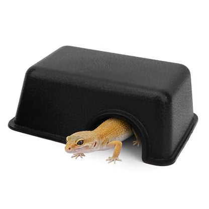 Hypeety Reptile Hide Box Small Animal Hide Cave for Snakes Lizards Geckos | Durable, safe material, with texture surface, helps peeling, easy to clean, provides secure hiding space, balck, 1 pack, S