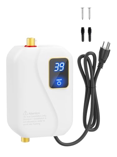 Electric Tankless Water Heater 110V 3000W, Under Sink Instant Hot Water Heater with Digital Display, Point of Use Portable Mini Heater for Kitchen Bathroom Sink