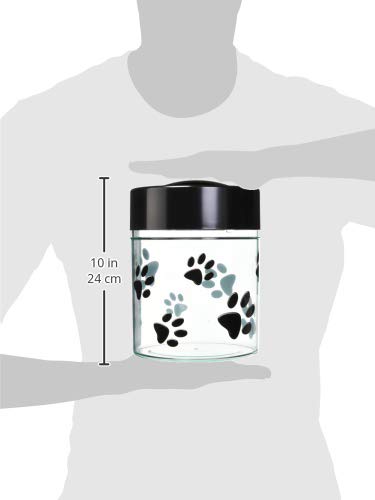Pawvac Kilovac Airtight Pet Food Container – Multi-Use Vacuum Container for Pet Food and other Dry Goods – 2.5 lbs / 40 oz / 3.8L, Wide-Mouth, Patented Vacuum Seal, Clear with Paws - color: Black, size: TV6